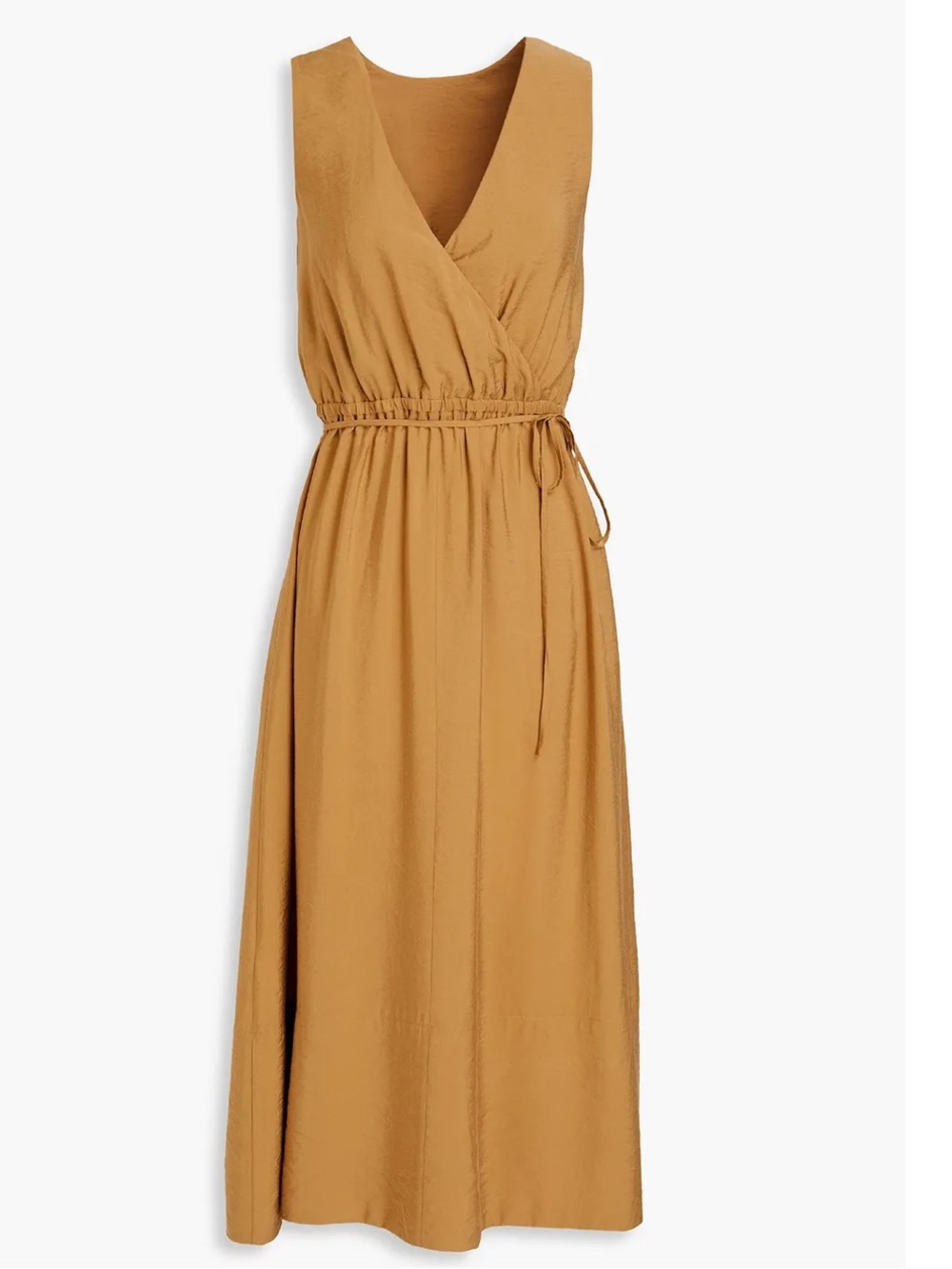 VINCE Cross-back Sleeveless Midi dress Caramel Brown M Size Medium New With Tags - Picture 14 of 16